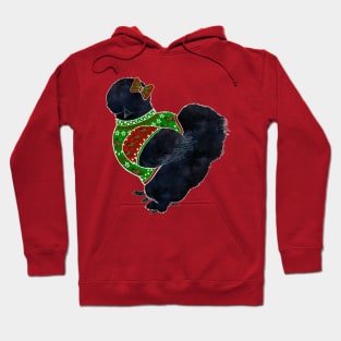 Black Silkie Chicken In An Ugly Christmas Sweater & Bow Hoodie